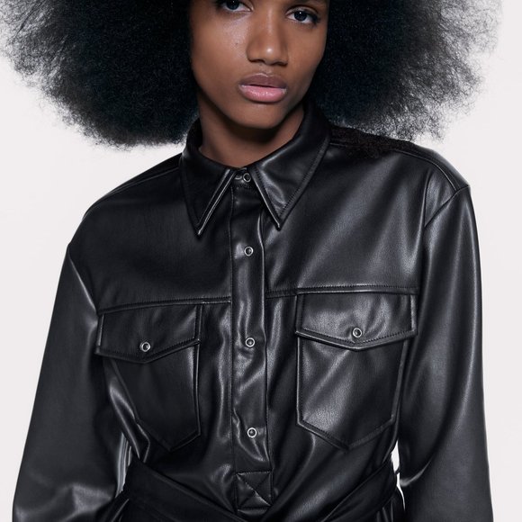 Zara | Dresses | Zara Faux Leather Shirt Dressblackref 346024s | Poshmark